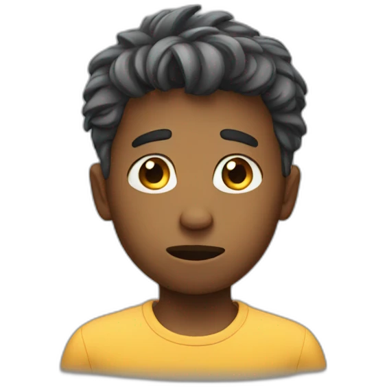 Boy worried of hair emoji