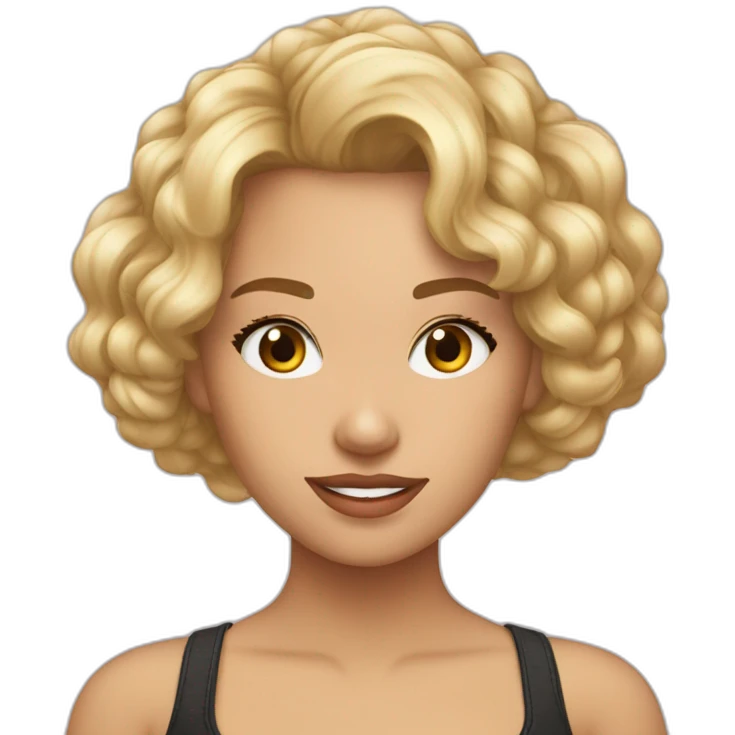 Alicia rubia melena corta pelo rizado emoji