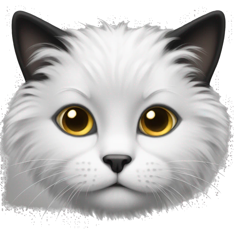 black and white fluffy cat emoji