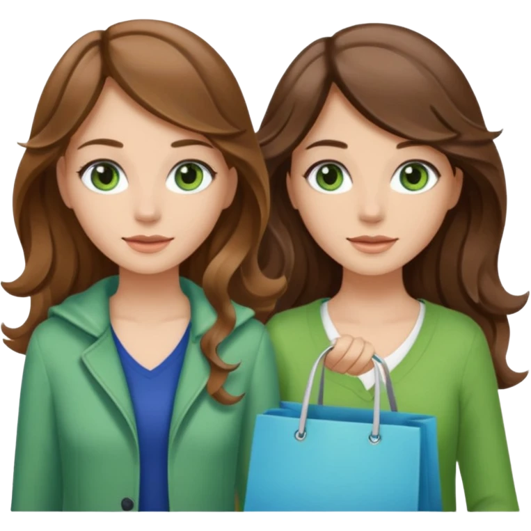 make me and my best friend togheter i have brown hair that falls on my shoulders and brown eyes and she has really long wavy brown hair with a little blonde and green/blue eyes we are shopping and i have BROWN eyes emoji