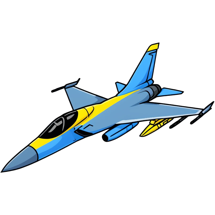 Modern Ukrainian fighter aircraft with blue and yellow flag colors, combat plane emoji