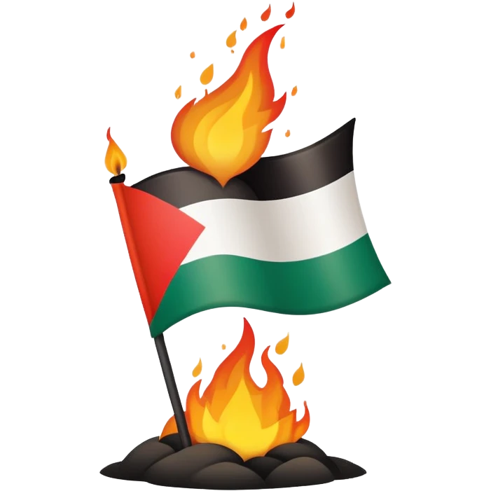 Palestine flag burning with stylized flames emoji