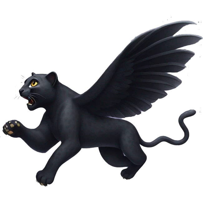 winged black leopard flying emoji