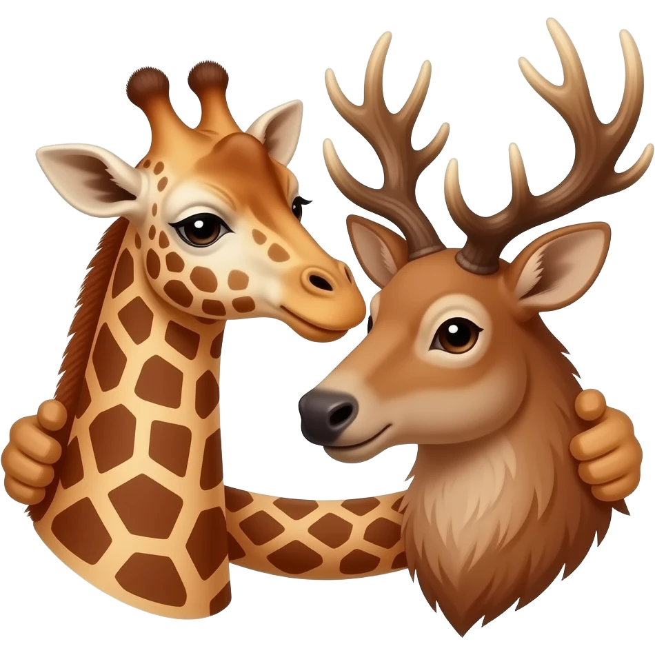 Giraffenkopf und Elchkopf umarmen sich emoji