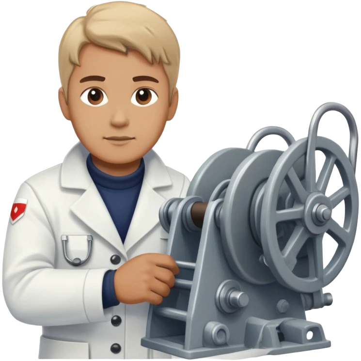 Russian marine geology scientist operating a winch on an old research vessel emoji