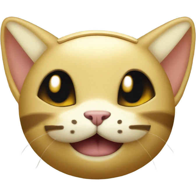 Meowth from Pokémon gold coin on front of head and black ears emoji