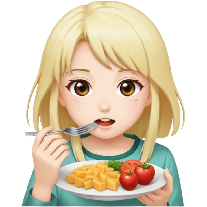 Anime girl eating food emoji