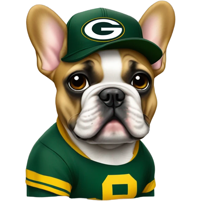 Fawn French bulldog Greenbay Packer fan  emoji