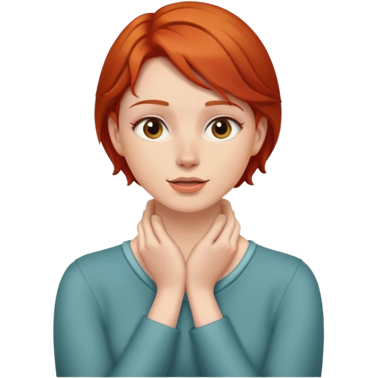 red head putting hands on neck  emoji