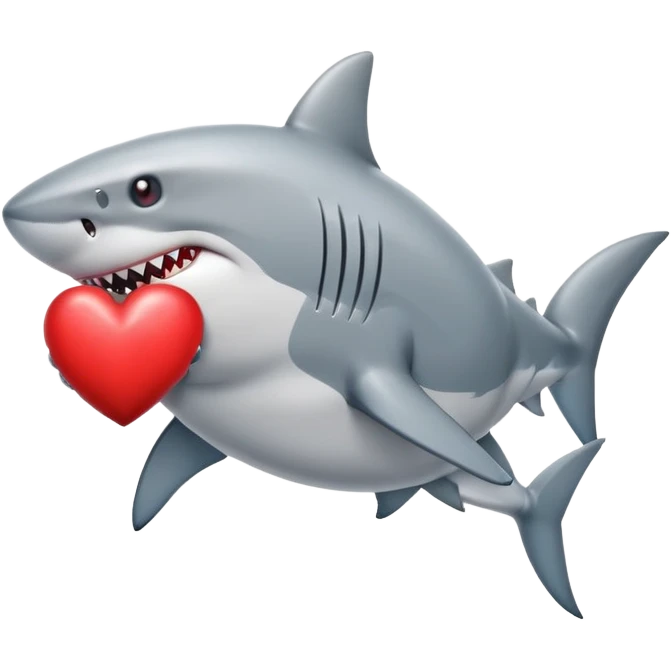 shark holding a heart emoji