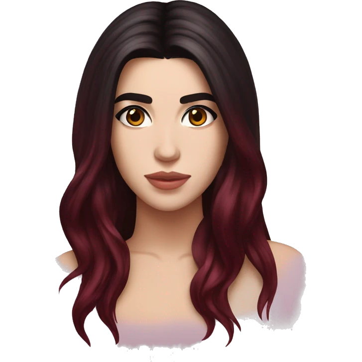 dua lipa with dark red long hair emoji