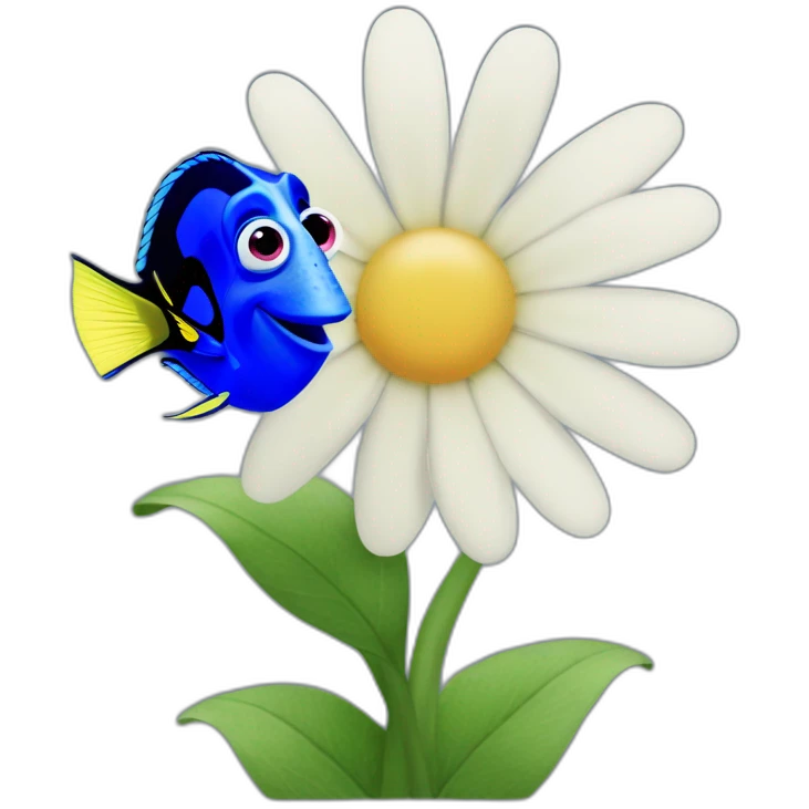 finding dory holding a daisy emoji