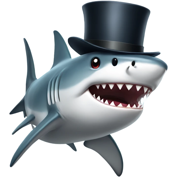 Shark with a top hat emoji