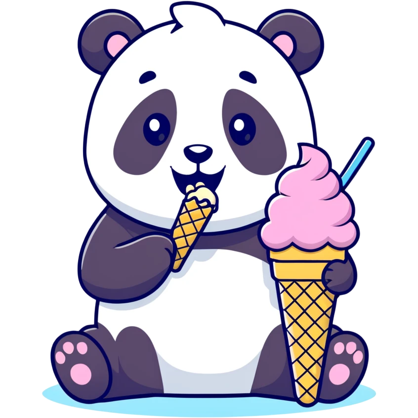 Panda eating ice cream emoji