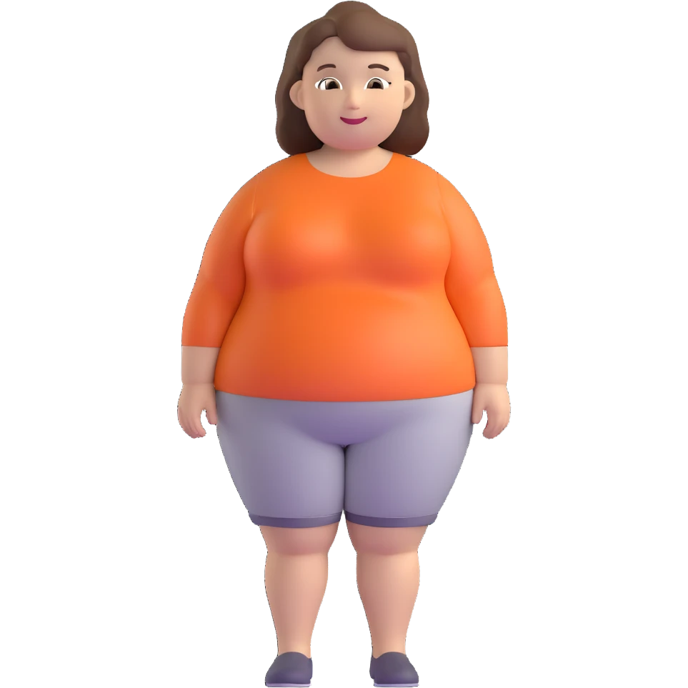chubby white woman with brown hair, friendly expression emoji