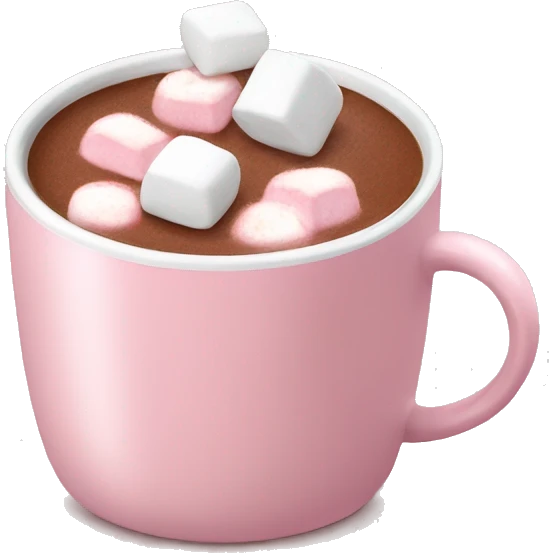 Light Pink mug of hot chocolate with marshmallows  emoji