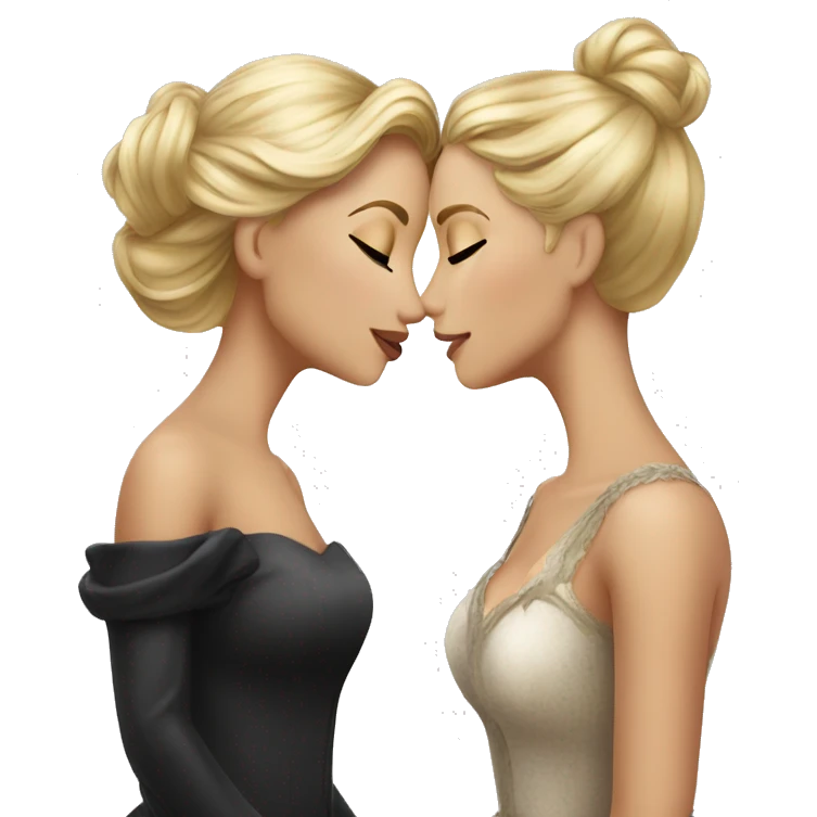 2 women princesses couple blonde deep kiss emoji