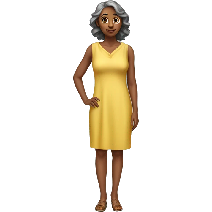 woman years old full length in dress photorealistic serious emoji