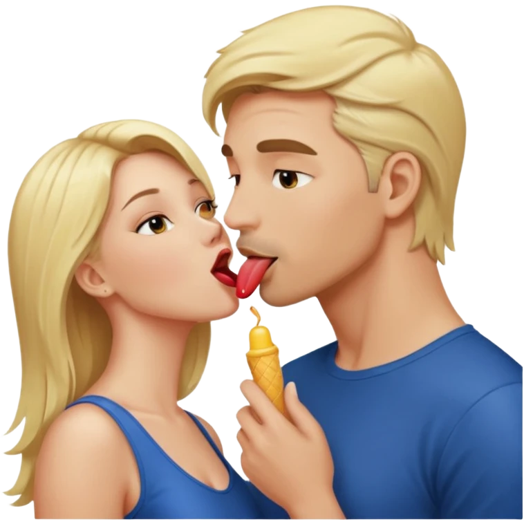 naked blonde woman licking naked man emoji