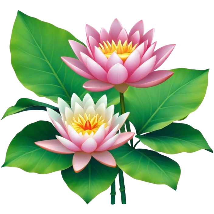 luxuriant, bouquet Water Lily, stem, Water Lily leaf emoji