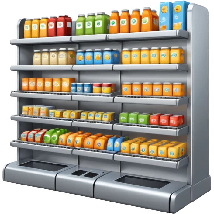 Computer design of a grocery shelf being run by a robot emoji