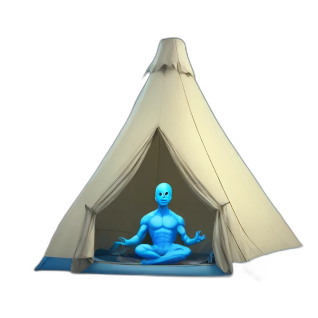 Dr Manhattan pitching a tent emoji