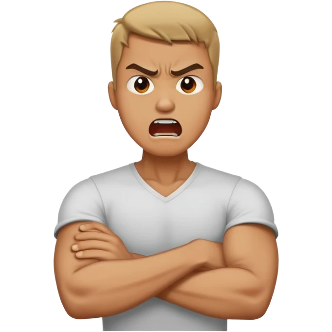 Arms crossed holding neck angry screaming guy emoji