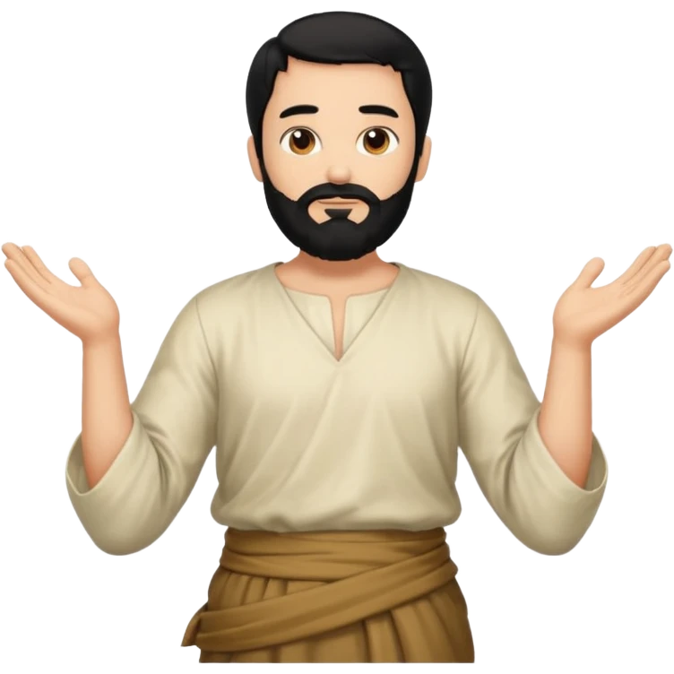 fullbody, head-to-toe, Jesus's apostle Thomas, black hair and black beard, arms down, normal emoji style, different pose emoji