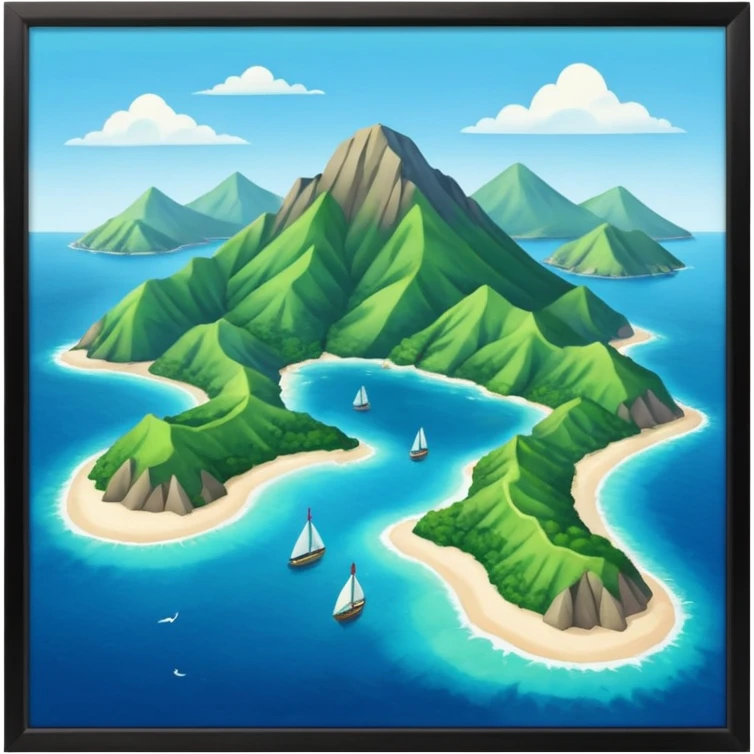 île Guadeloupe dans sa forme géographique réelle, vue du dessus emoji