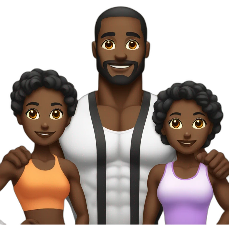 Black body builder family  emoji