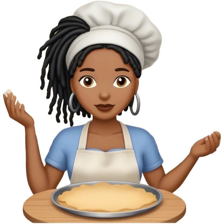 black woman with black locs baking  emoji