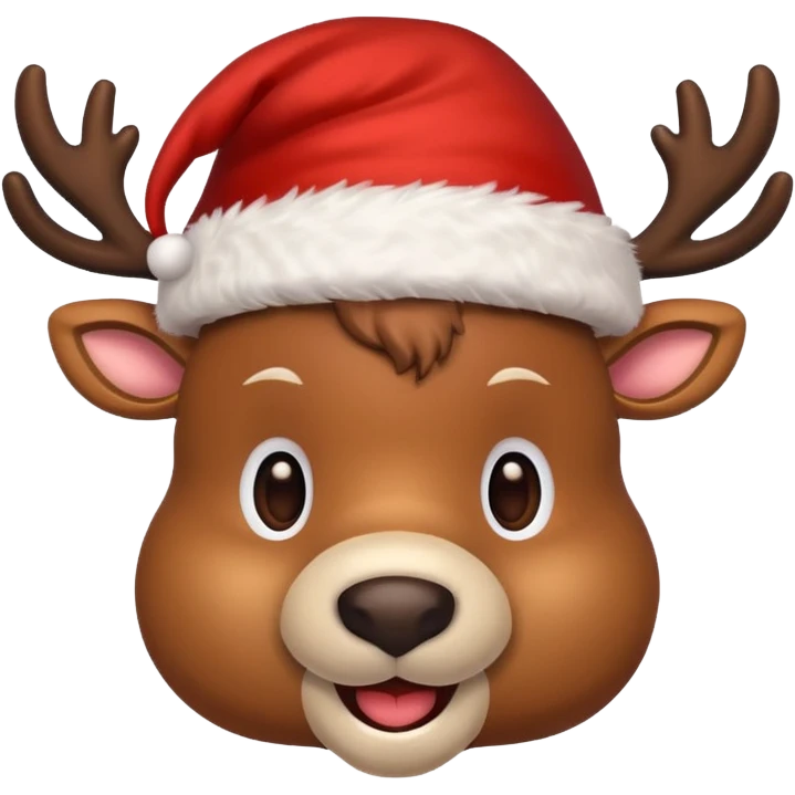 christmas reindeer wearing a santa hat emoji