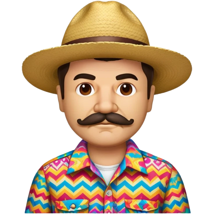 El Chapo character with mustache wearing a colorful patterned shirt emoji