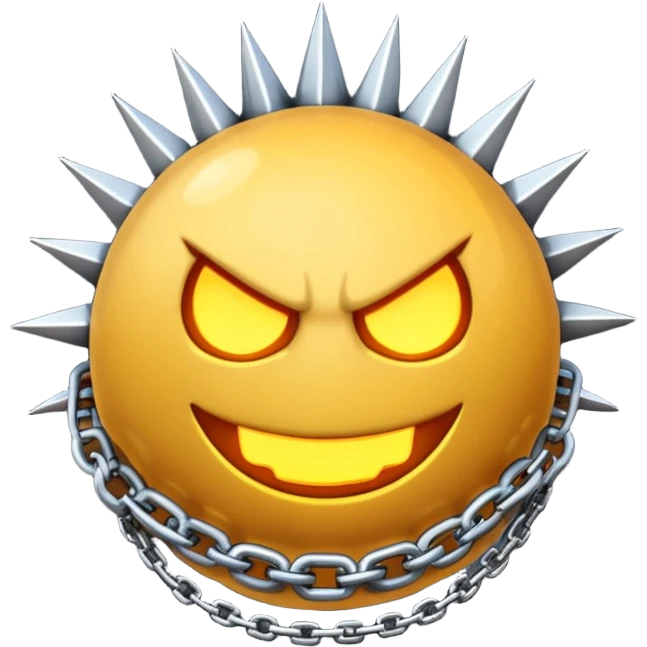 iPhone text message emoji size ball, and chain with spikes emoji