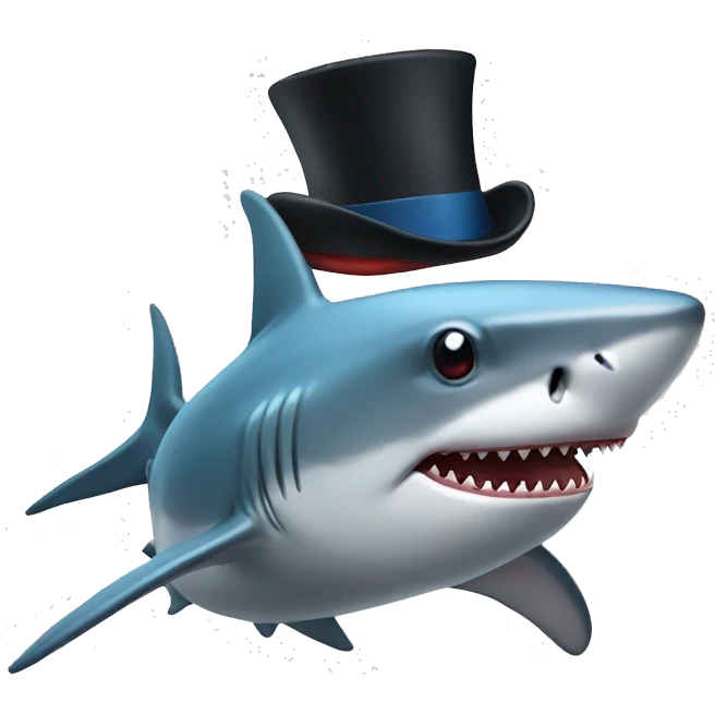 Shark with a top hat emoji