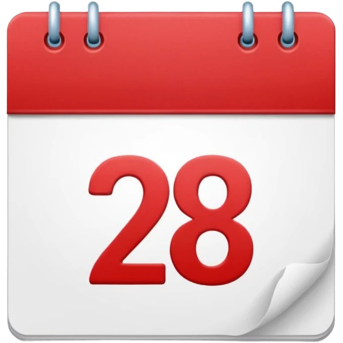 calendar with number 28 red top emoji