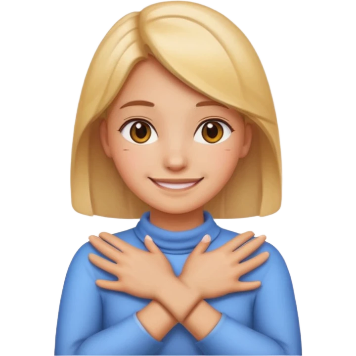 make a girl emoji crossing hands around neck emoji
