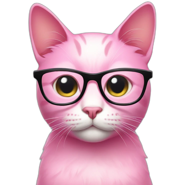 pink cat with glasses emoji