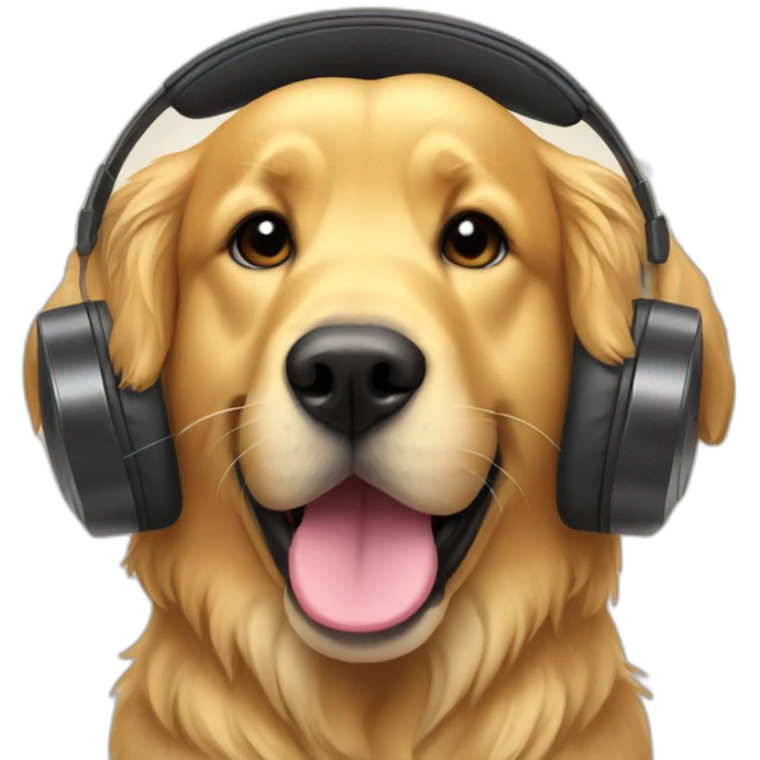 Golden retriever with headphones  emoji