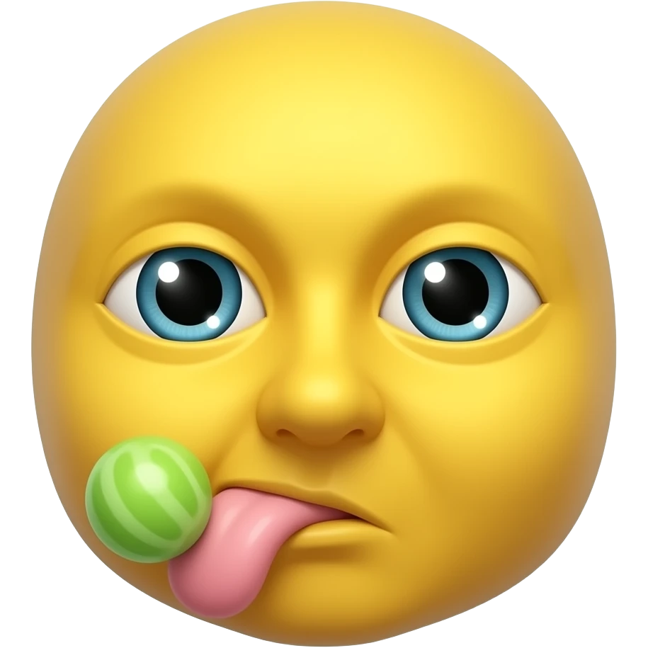 Créer un emoji jaune mangeant un chewing-gum avec la boule chewing-gum emoji