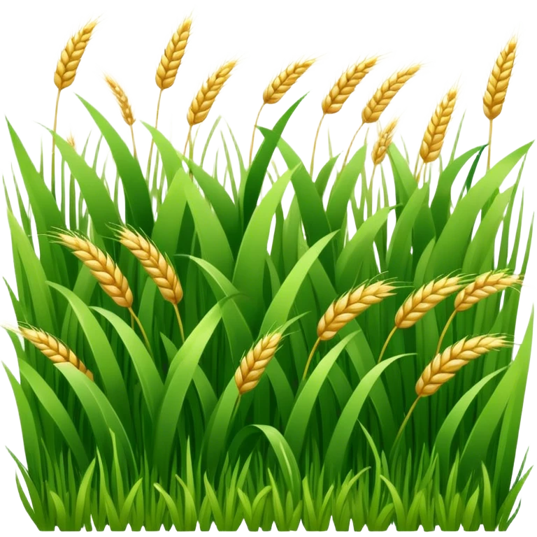 Plot of land with grass, three, wheat field emoji