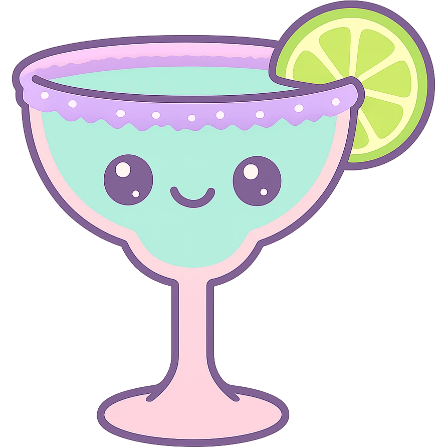 margarita glass with a salted rim and lime, cute cartoon style emoji