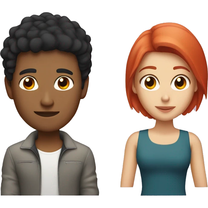 a young latino gay man with short black hair and a white woman with long red hair emoji