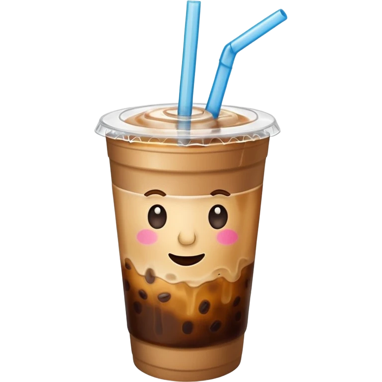  plastic cup of iced coffee with straw. emoji