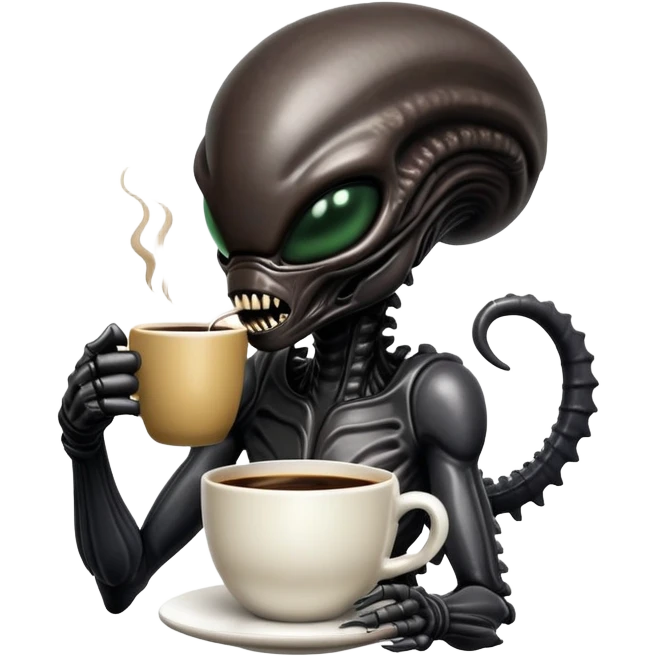 xenomorph alien drinking coffee emoji