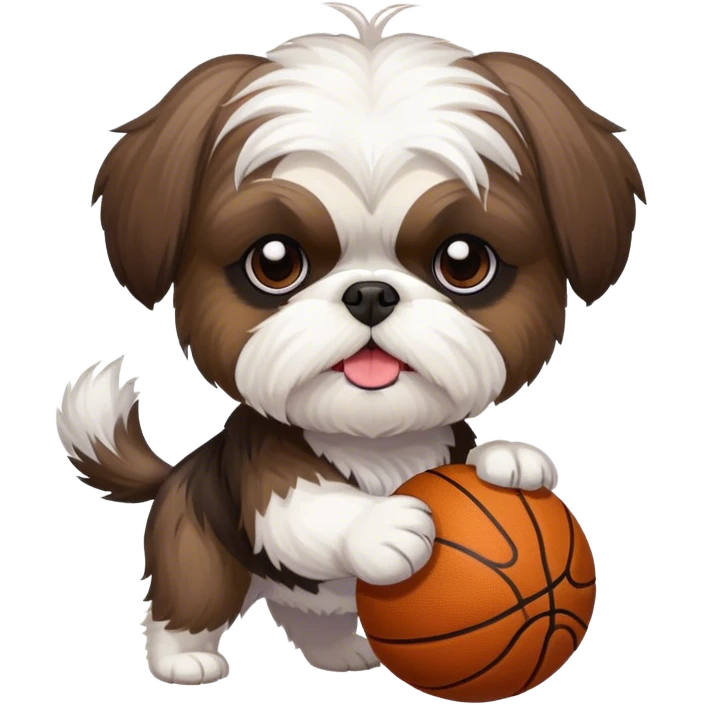 Dark brow shi tzu playing basketball emoji