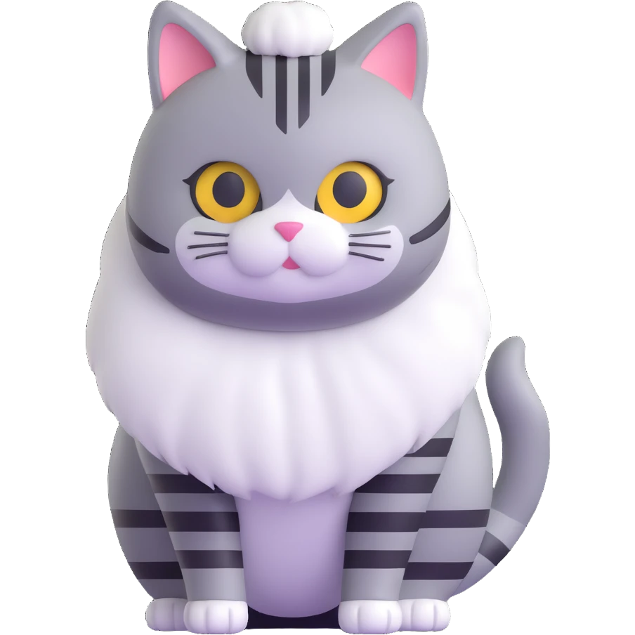 cat with white fur at the bottom and silver stripes at the top emoji