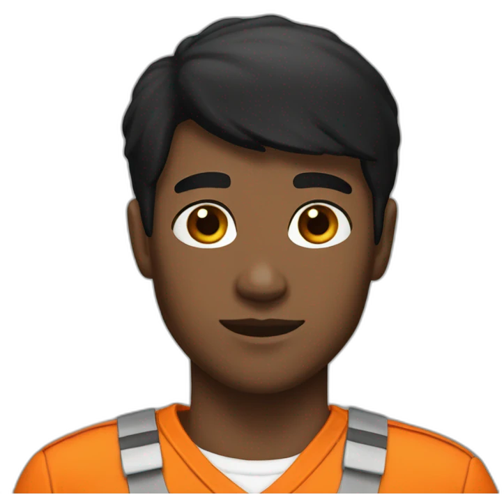white boy black hair in orange prisoner uniform emoji