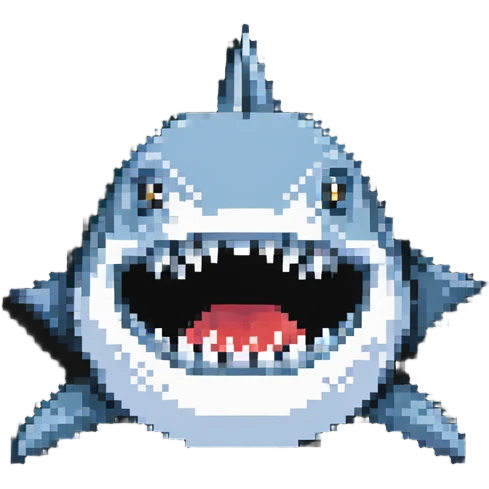 shark with white teeth face on emoji