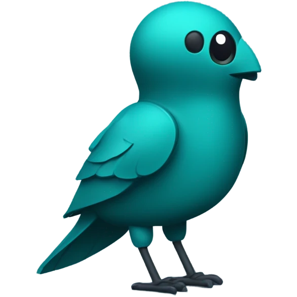 AI chatbot in a dark teal colour. Cute and friendly looking. Inspired by a bird. emoji